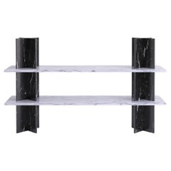 Monument Free Standing Shelf Black Marble 'Marquina' Column, White Marble