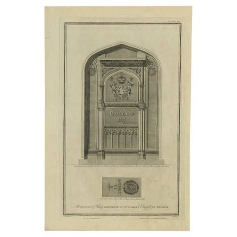 Monument of King Edward IV – Antique Engraving, St George’s Chapel, 1790