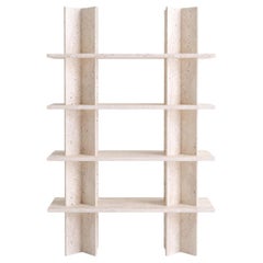 Monument Shelves in White Travertine by Mathieu Girard & Gauthier Pouillart