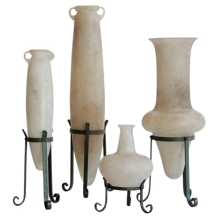 Scavo Monument Size Murano Scavo Art Glass Vase Bottle Set Seguso Vetri d ...