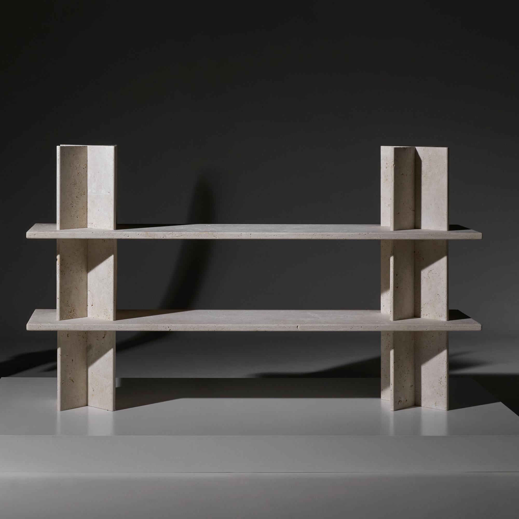 Contemporary Monument Travertine Shelves by Mathieu Girard & Gauthier Pouillart
