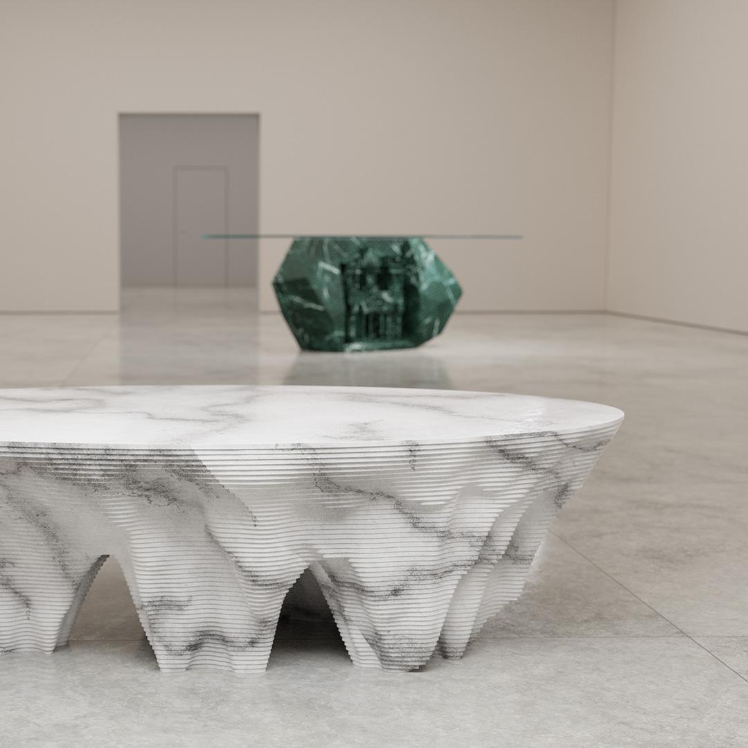 Modern Carved Marble Coffee Table For Sale 4