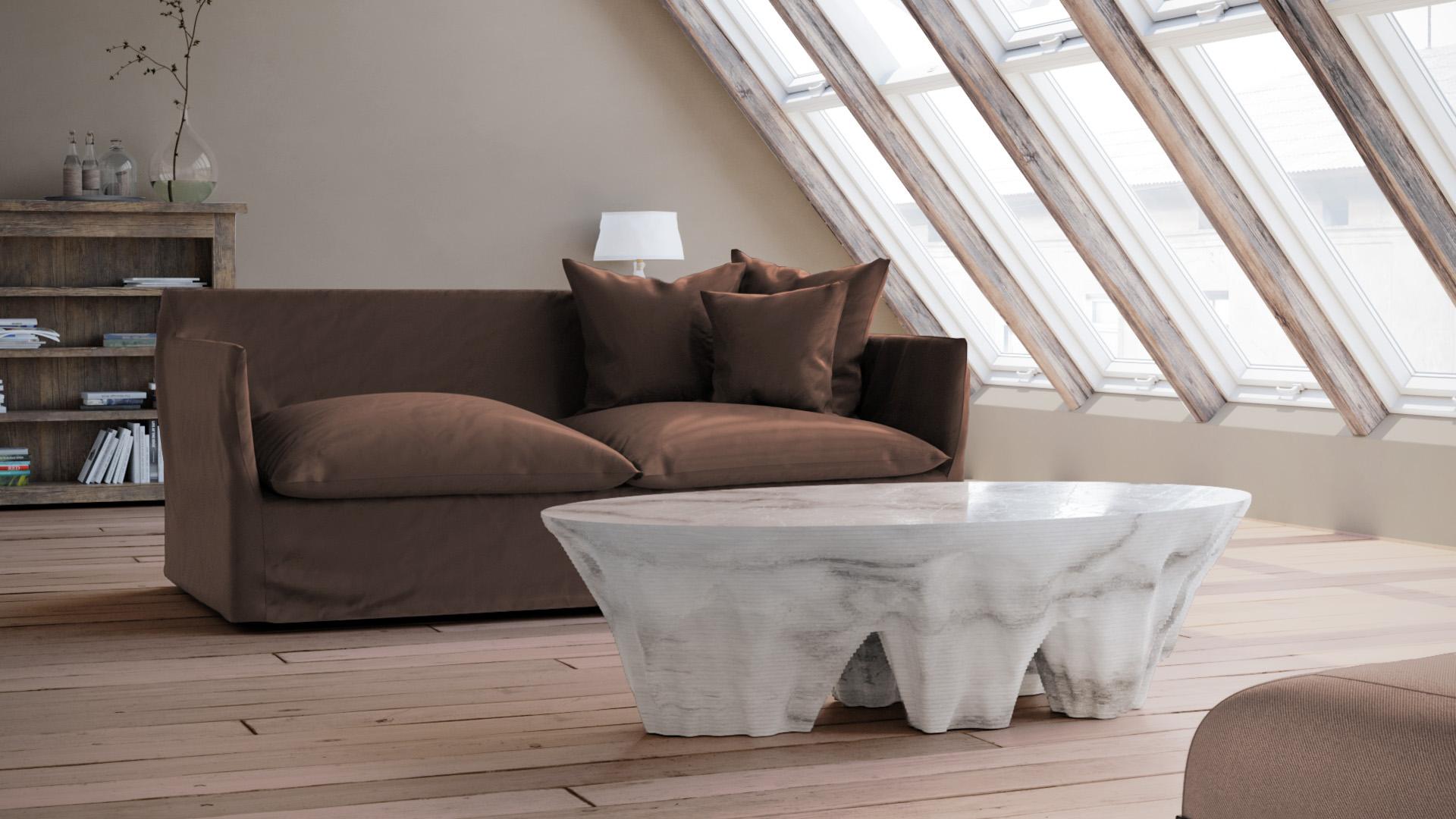 Modern Carved Marble Coffee Table For Sale 2