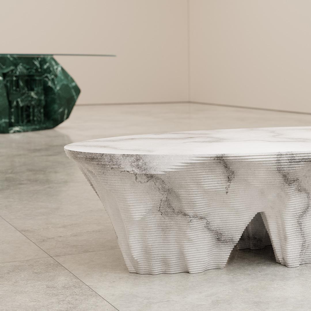 Modern Carved Marble Coffee Table For Sale 3