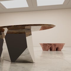 Monument Valley Oval Coffee Table, Polished Rose Gold Finish