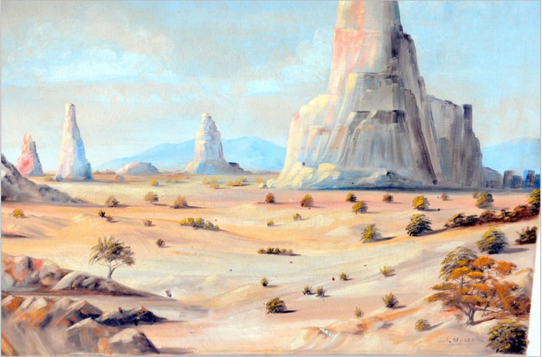 American Monument Valley Oil on Canvas, circa 1930 For Sale
