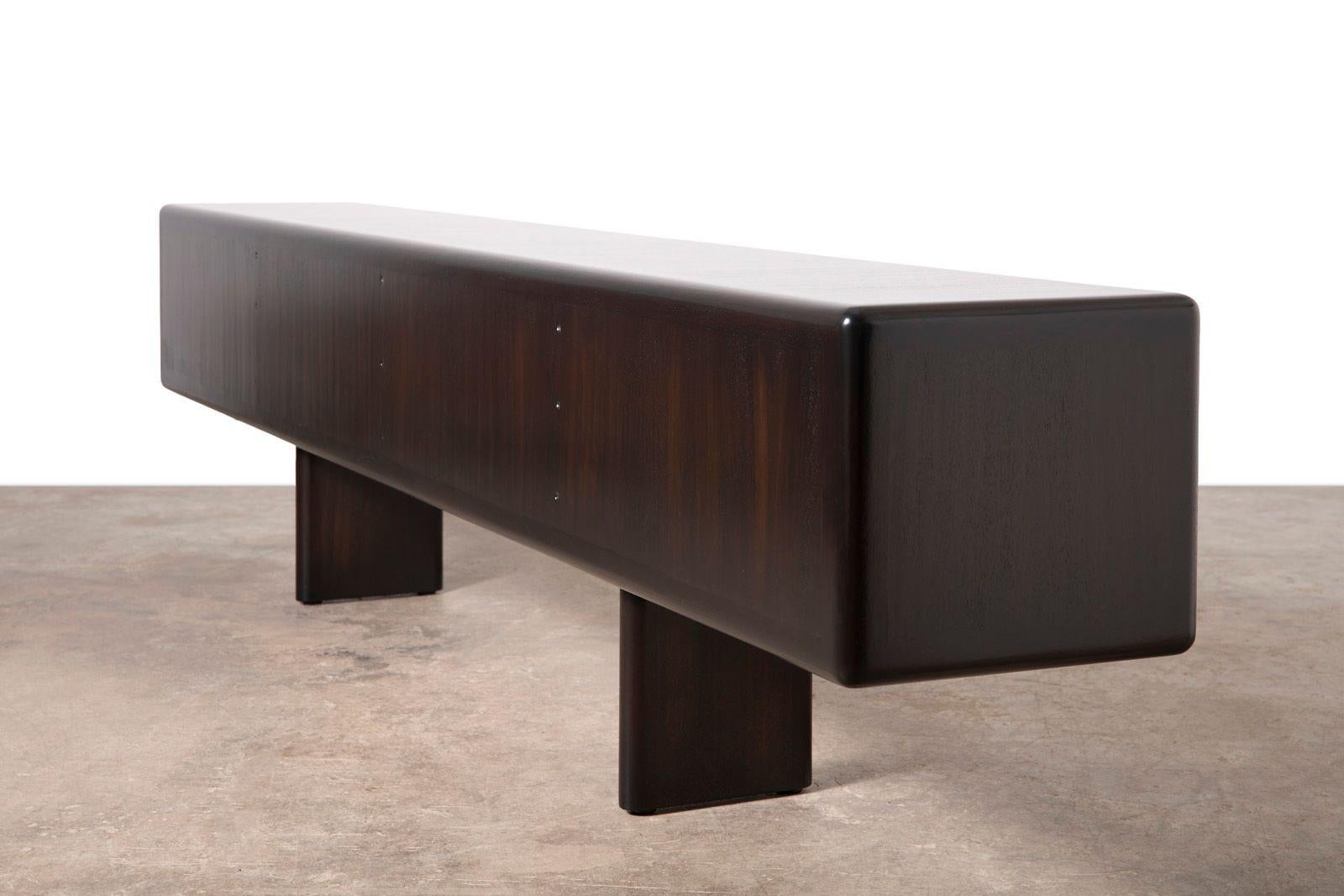20th Century Monumental 10 Foot Custom Mid Century Modern Media Console in Solid Mahogany For Sale