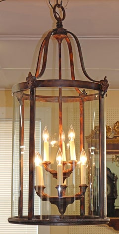 Monumental 10 Light Patina Bronze Lantern Chandelier