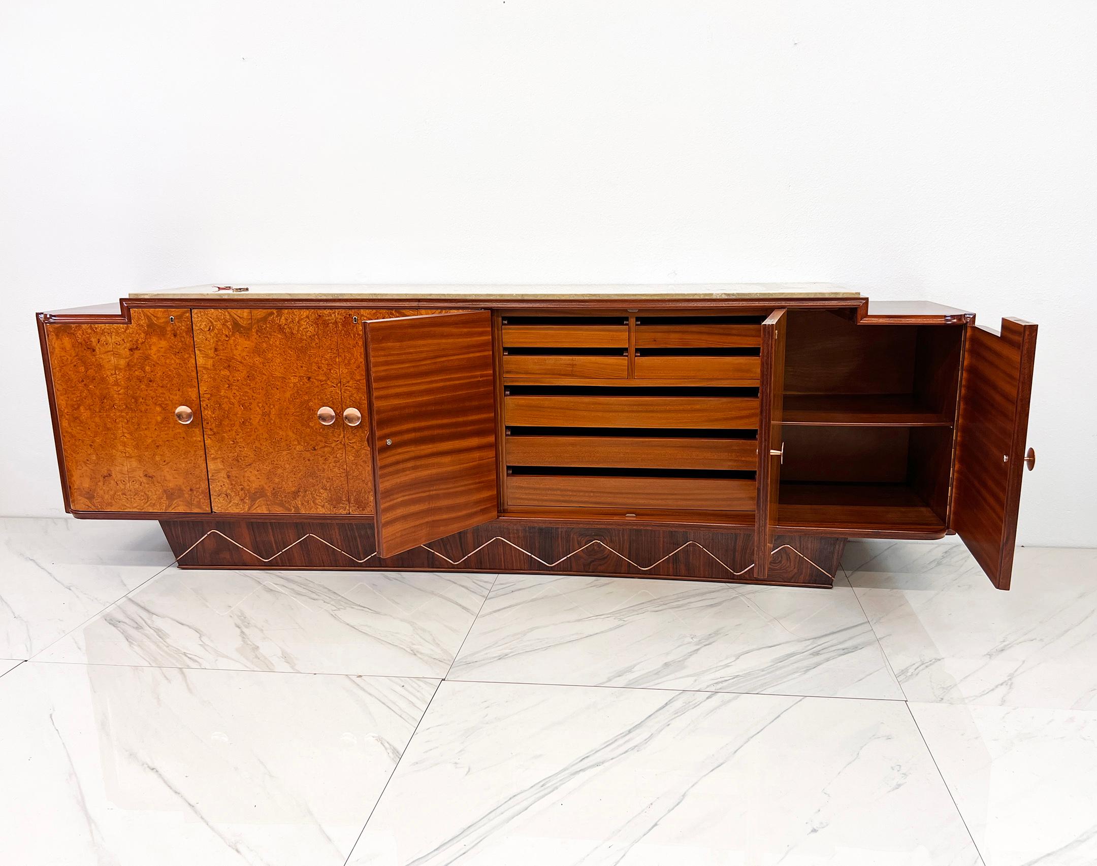 Marmo Monumentale credenza Art Deco francese lunga 119