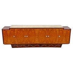 Monumental 119" Long French Art Deco Credenza Style of Jules Leleu