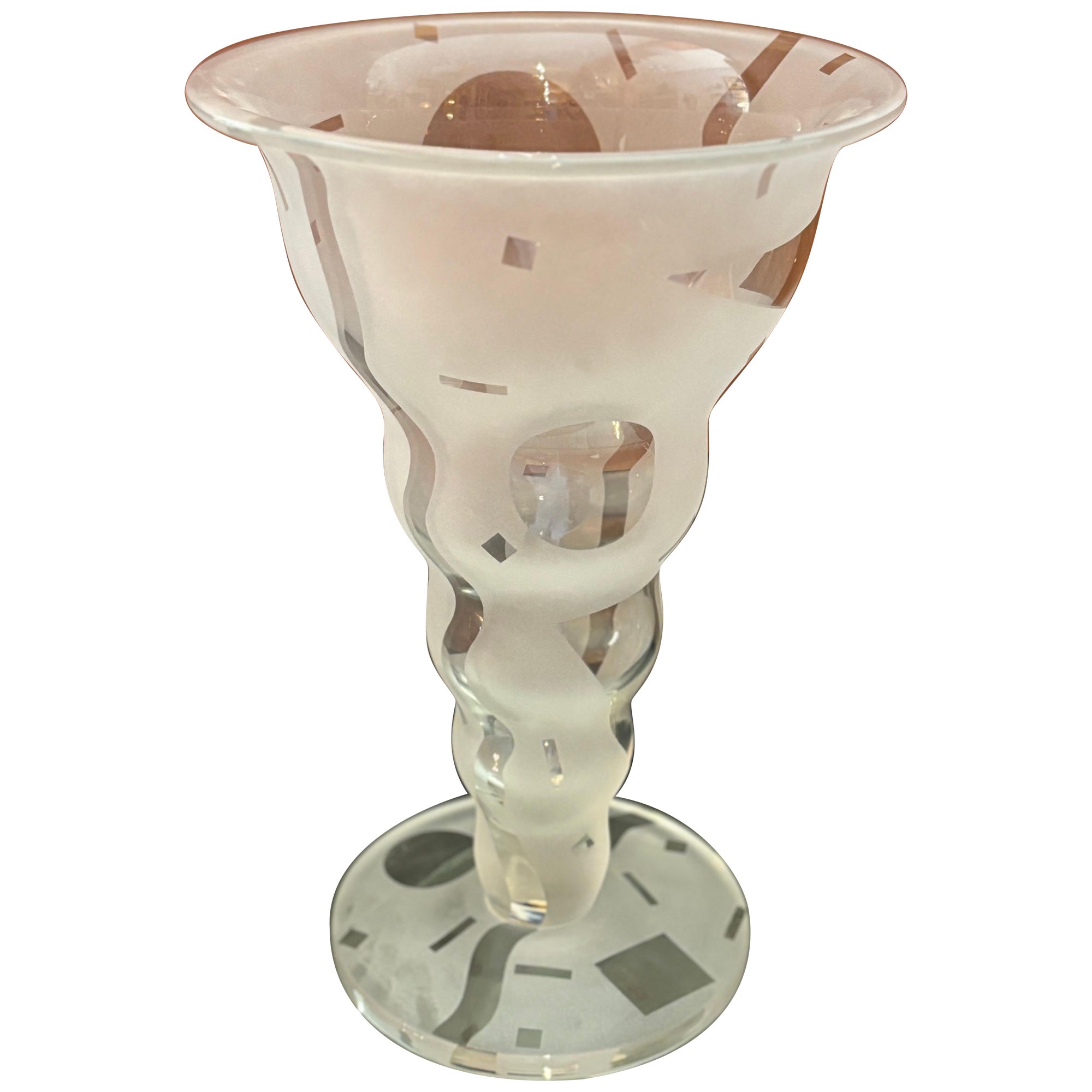 Vaso monumentale in vetro artistico satinato e acidato Robert McCandless alto 14,5 in vendita