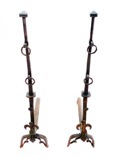 Monumental 16th Century French Andirons or Firedogs