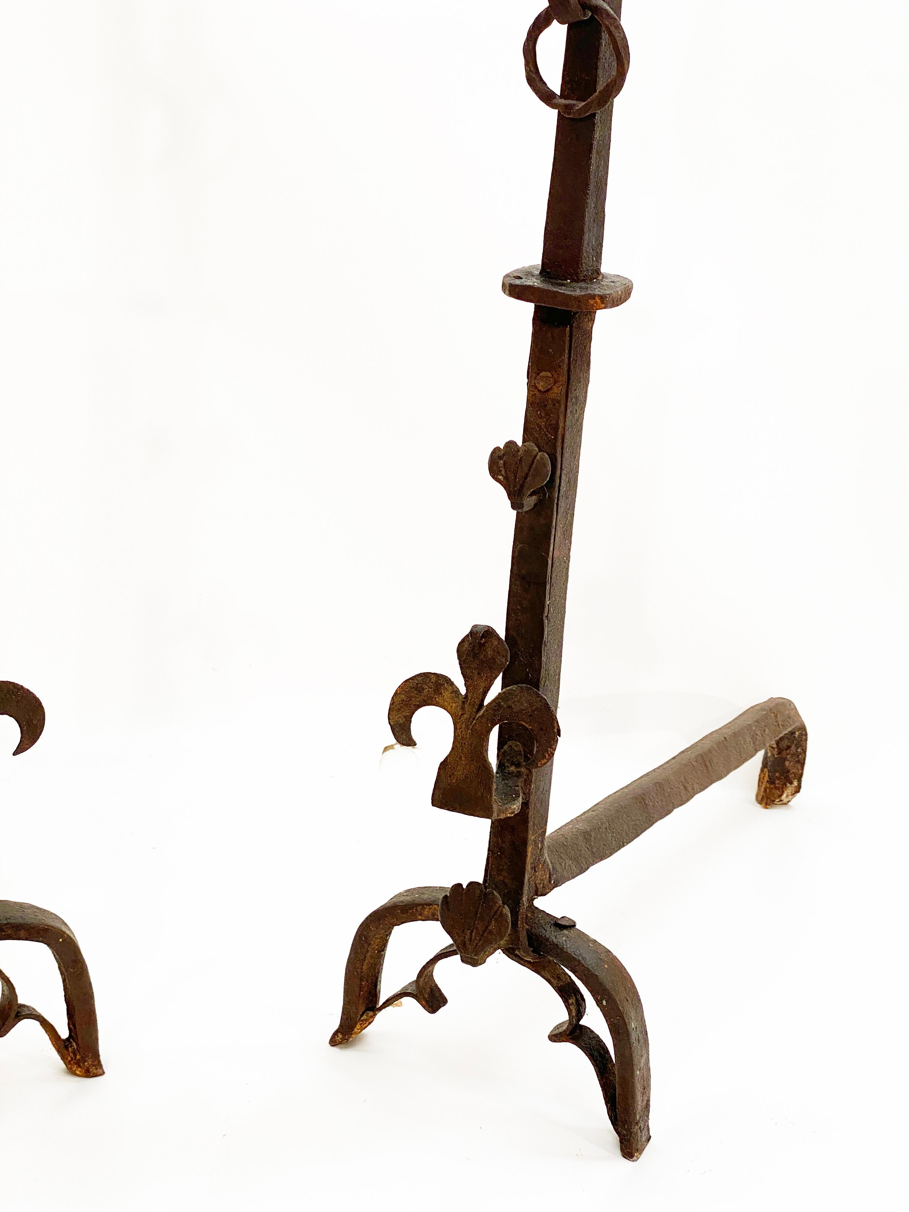 Monumental 16th Century French Andirons or Firedogs For Sale 1