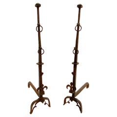 Antique Monumental 16th Century French Andirons or Firedogs