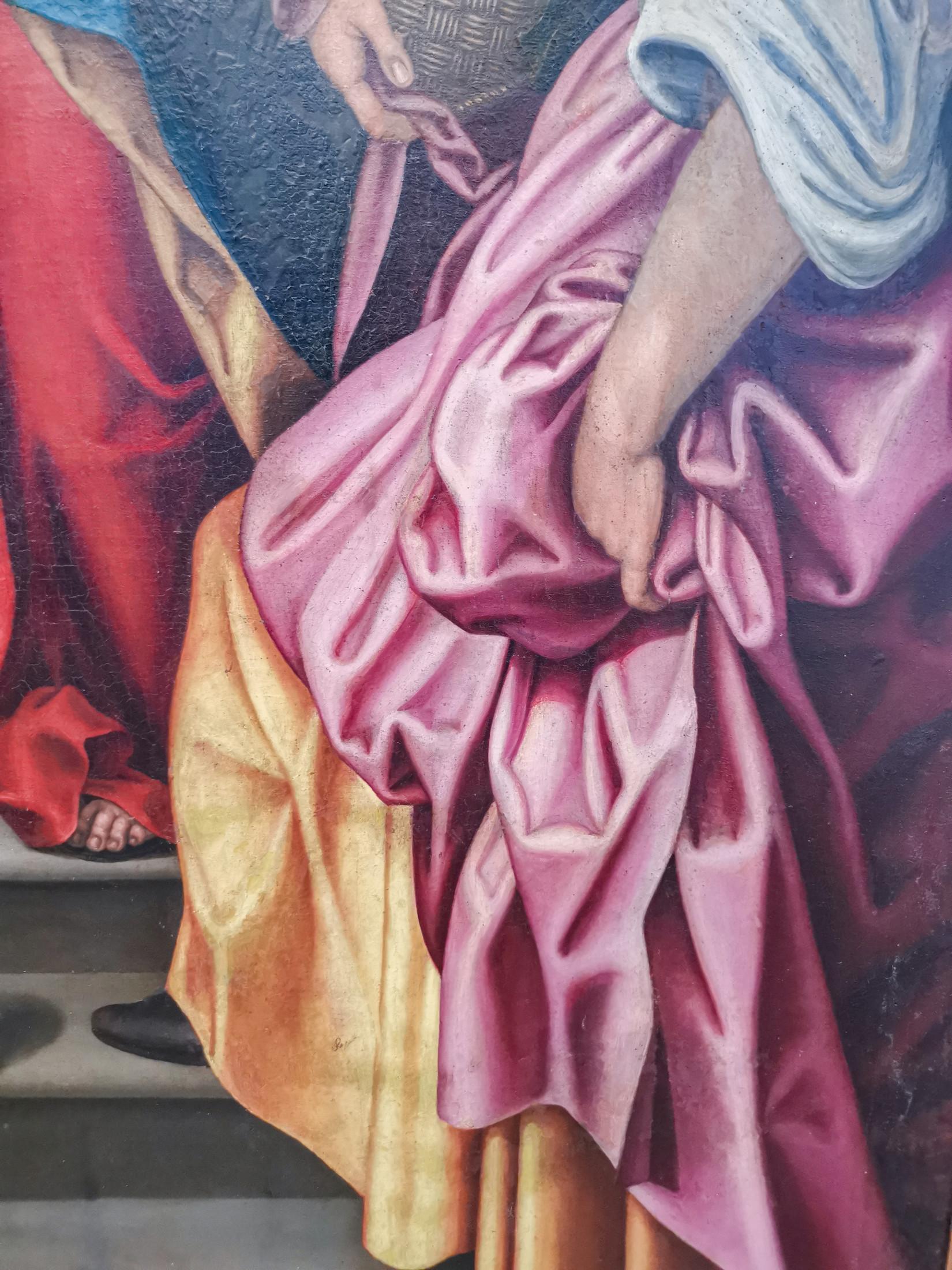 Monumental 16th Century Painting Depicting the Scene of the Visitation of Mary In Good Condition For Sale In Torino, IT