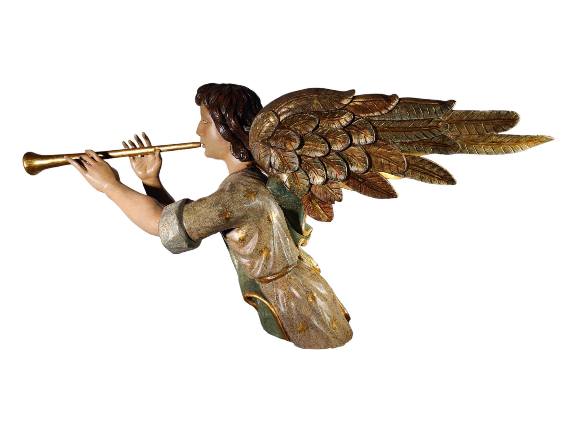 Fruitwood Monumental 17th Century Angel For Sale