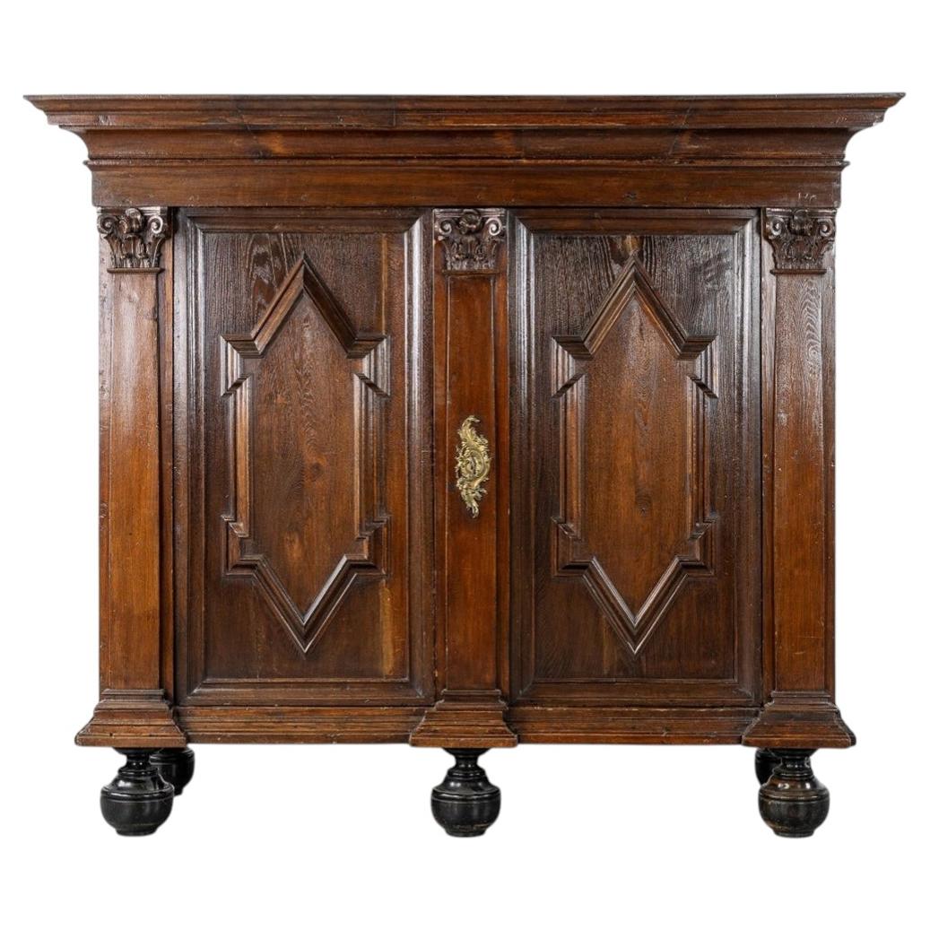 Monumental 17th Century Dutch Cabinet in Sculpted Oak