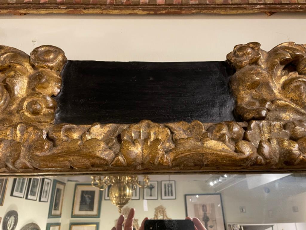 Monumental 17th Century Spanish Baroque Ebonized Gilt Wood Mirror Frame 6