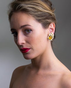 Monumental 18 Karat Gold, Diamond & Citrine Cocktail Ear Clips