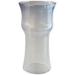 Monumental Signed Cenedese Blue 'Corroso' Murano Glass Centrepiece Vase