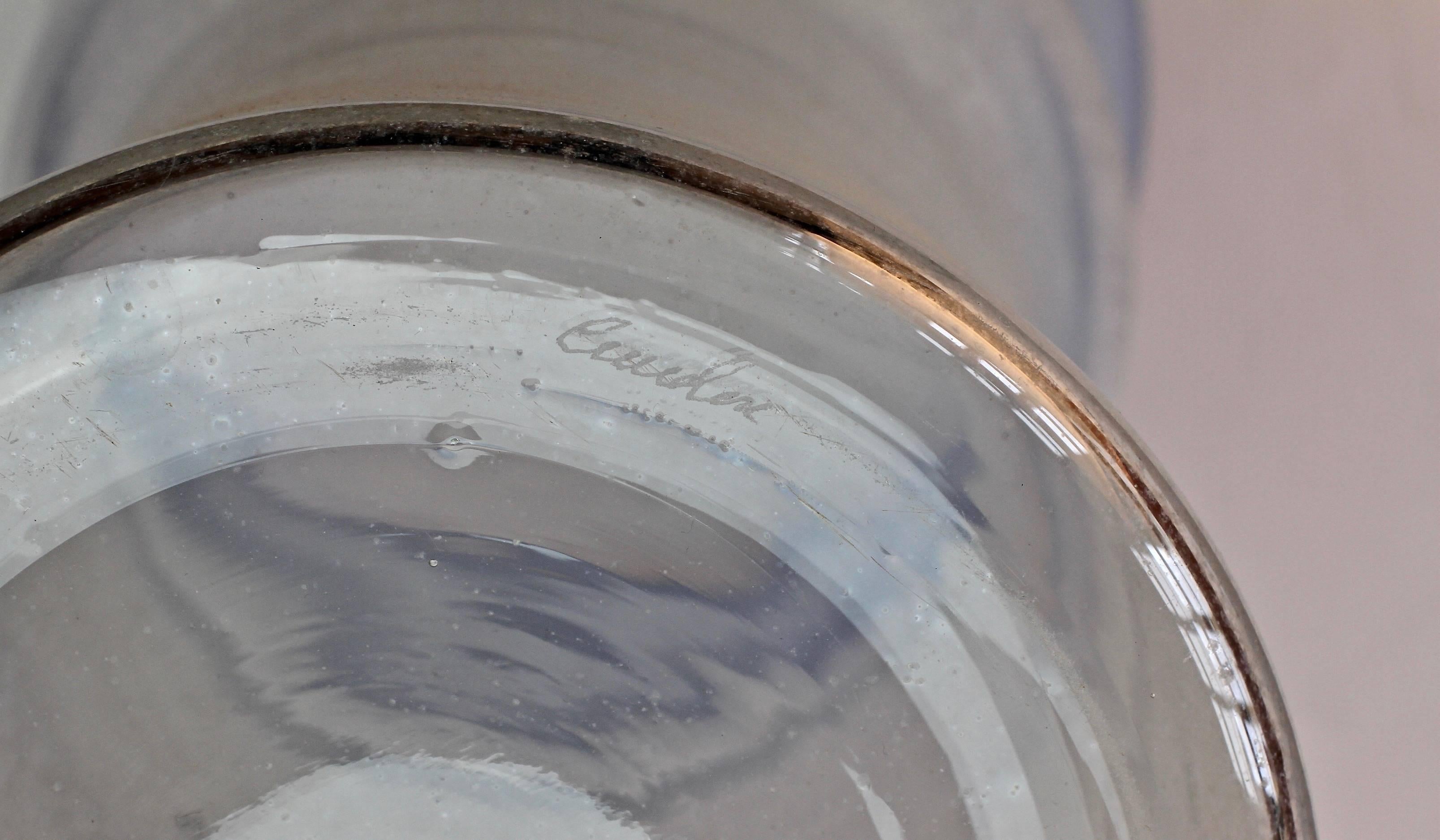 Vase Centre de table en verre de Murano signé Cenedese bleu 'Corroso' Monumental en vente 2