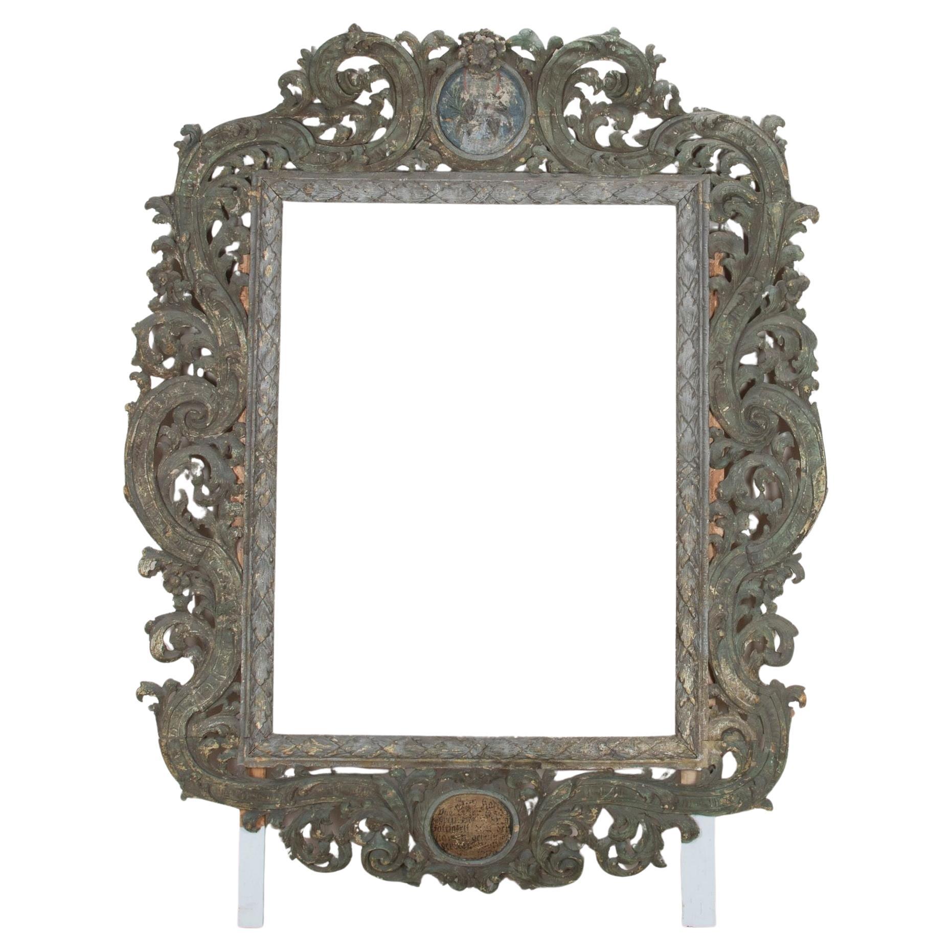 Monumentale cornice austriaca intagliata del XVIII secolo in stile barocco