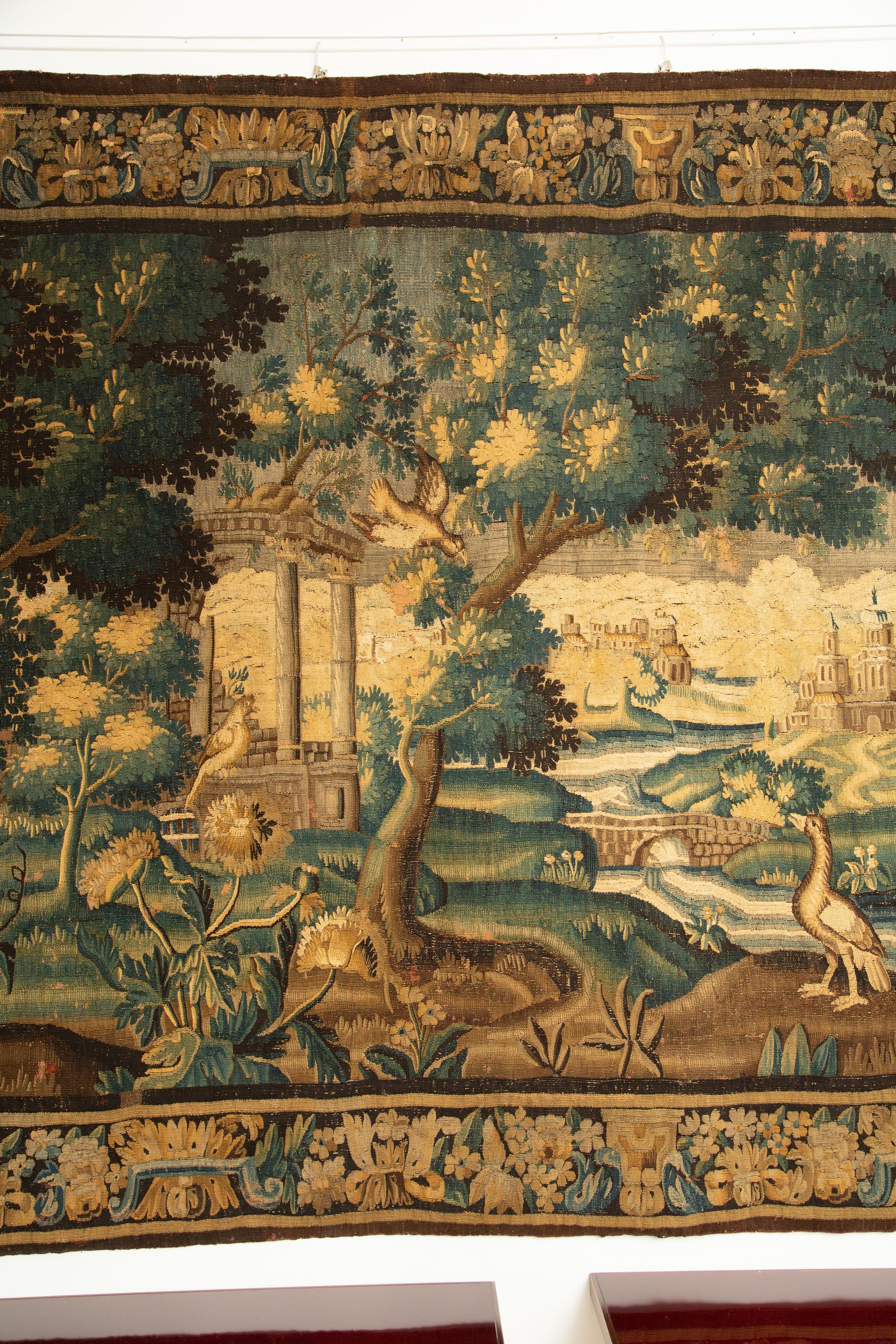 Belgian Monumental 18th Century Flemish Verdure Tapestry