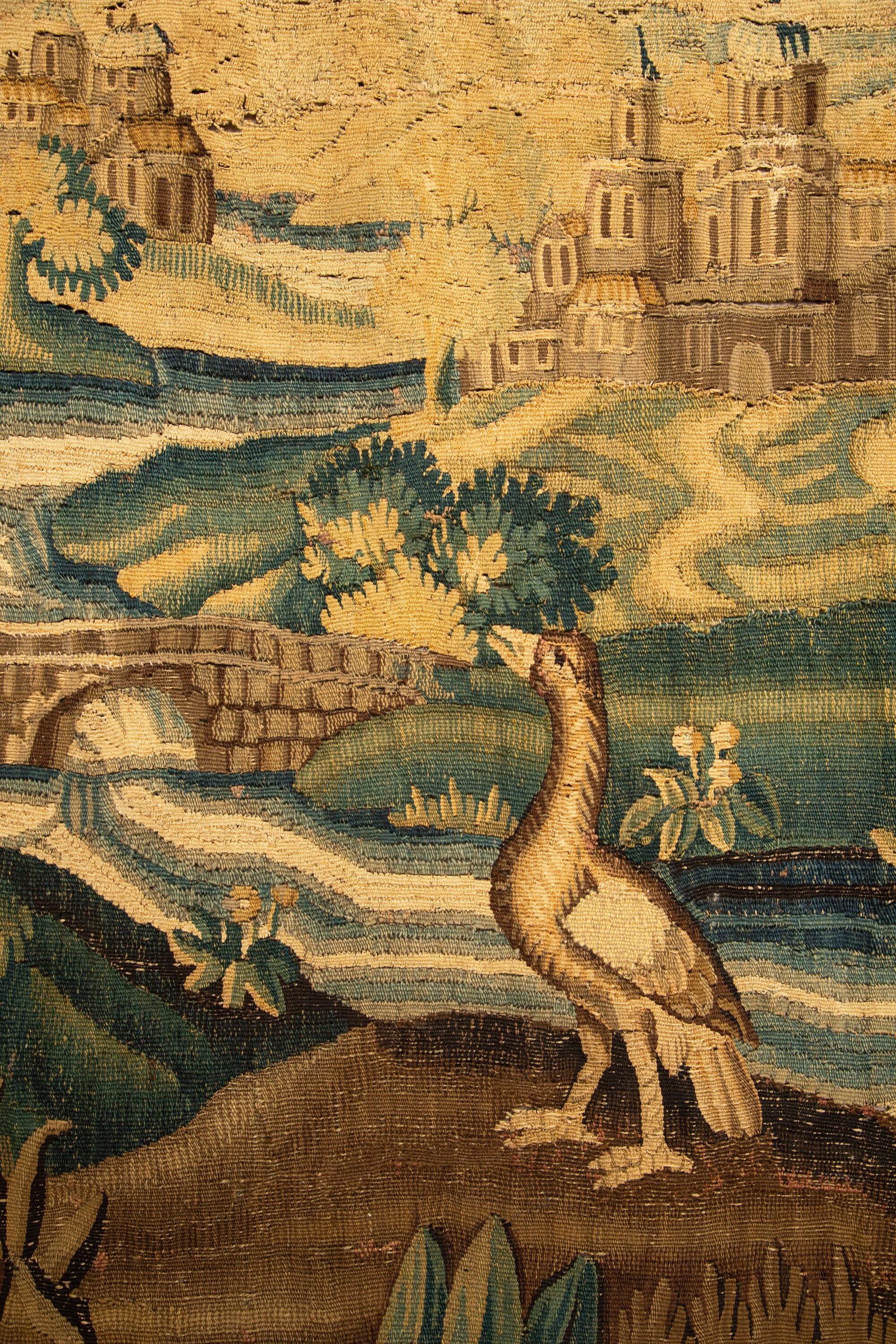 Wool Monumental 18th Century Flemish Verdure Tapestry