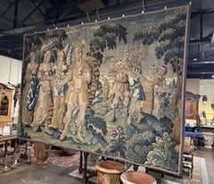 Monumental 18th Century Flemish Verdure Tapestry with Classical Scene