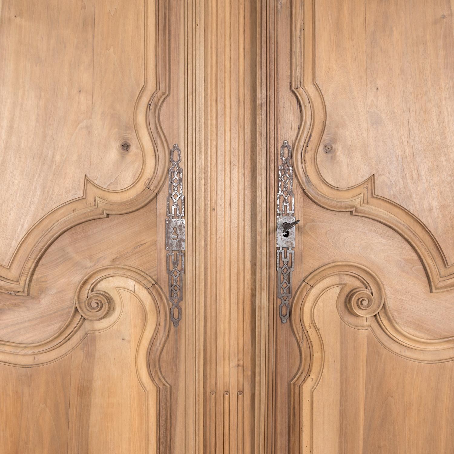 Monumental 18th Century French Louis XV Period Bleached Walnut Lyonnaise Armoire 6