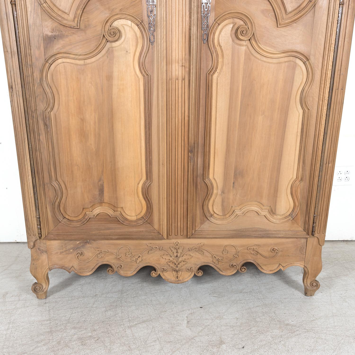 Monumental 18th Century French Louis XV Period Bleached Walnut Lyonnaise Armoire For Sale 9
