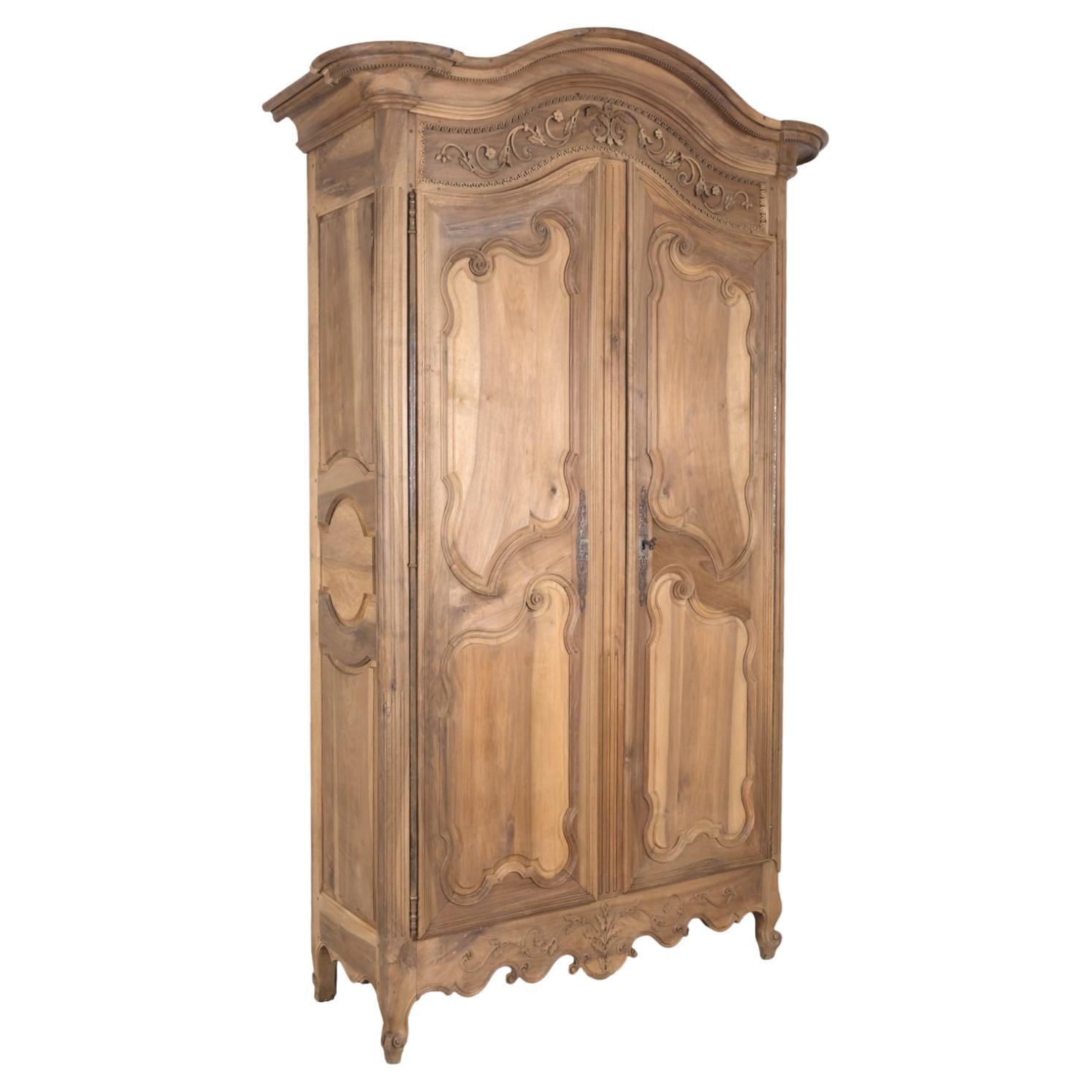 Monumental 18th Century French Louis XV Period Bleached Walnut Lyonnaise Armoire For Sale