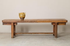 Monumental 18th Century French Oak Workbench, Primitive Console, Wabi-Sabi