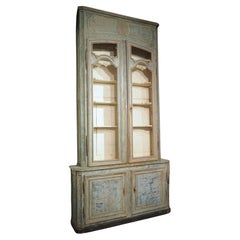 Monumental 18th Century Hand Scraped and Painted French Buffet Deux Corps Biblio