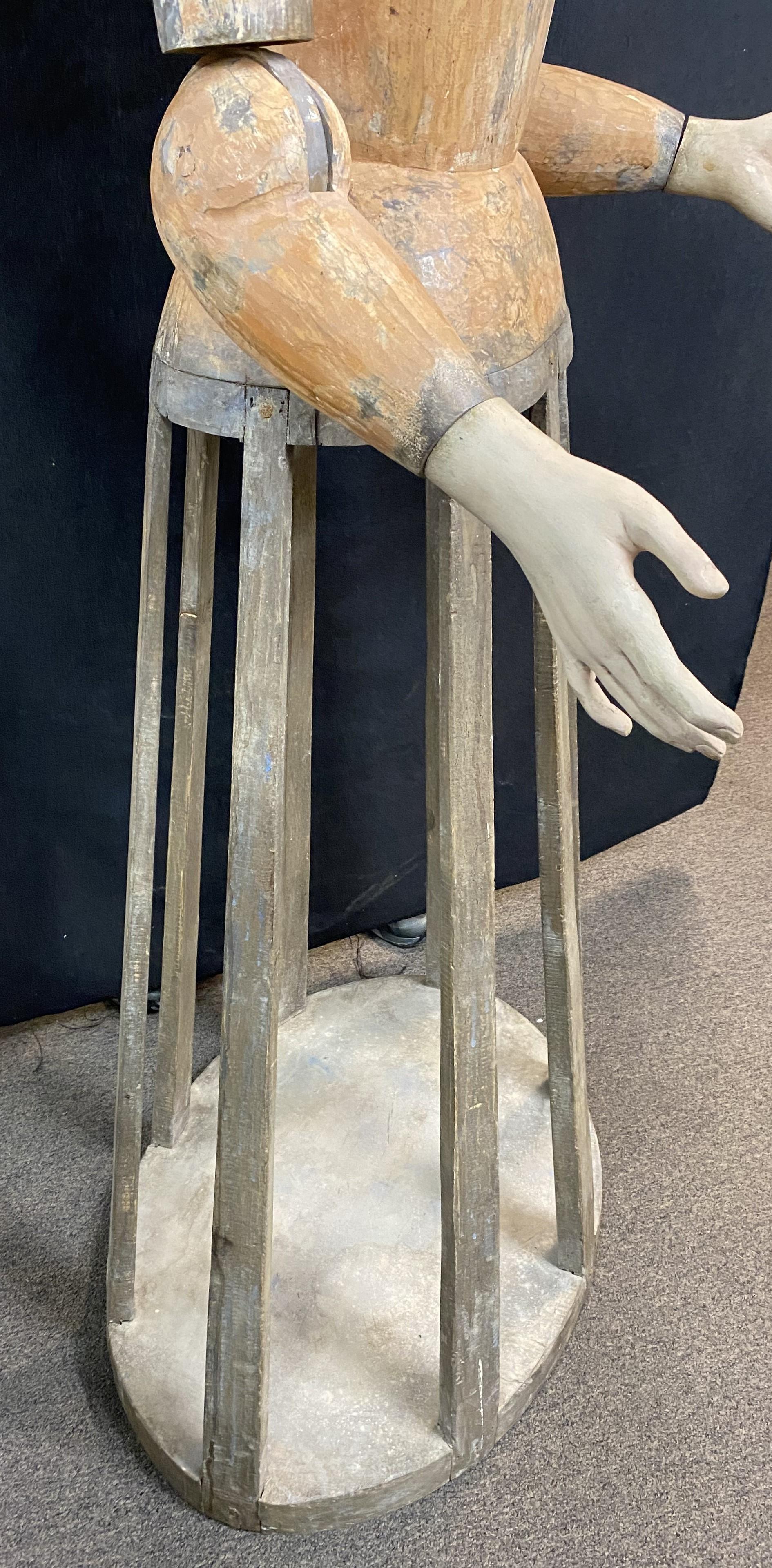 Silver Plate Monumental 18th Century Italian Carved Cage Doll Santos with Silvered Crown