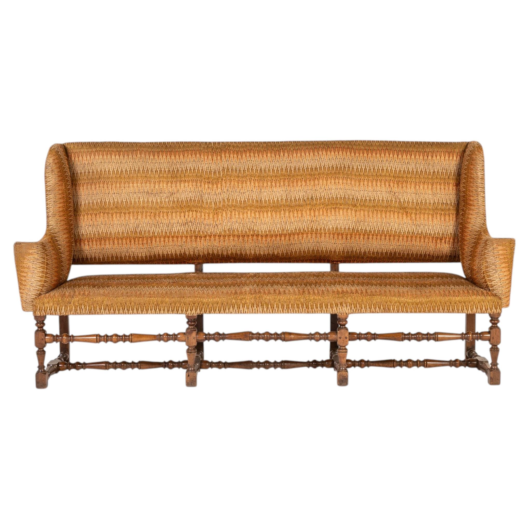 Monumental 18th Century Italian Walnut Sofa For Sale