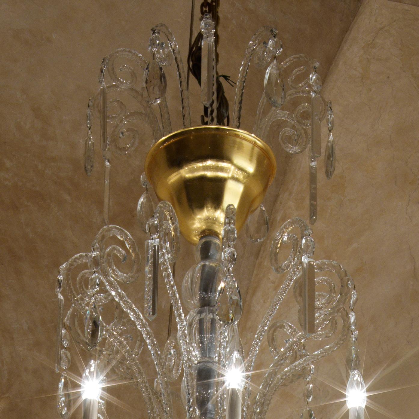 italien Lustre de style du XVIIIe siècle en cristal et verre soufflé de Gherardo Degli Albizzi en vente