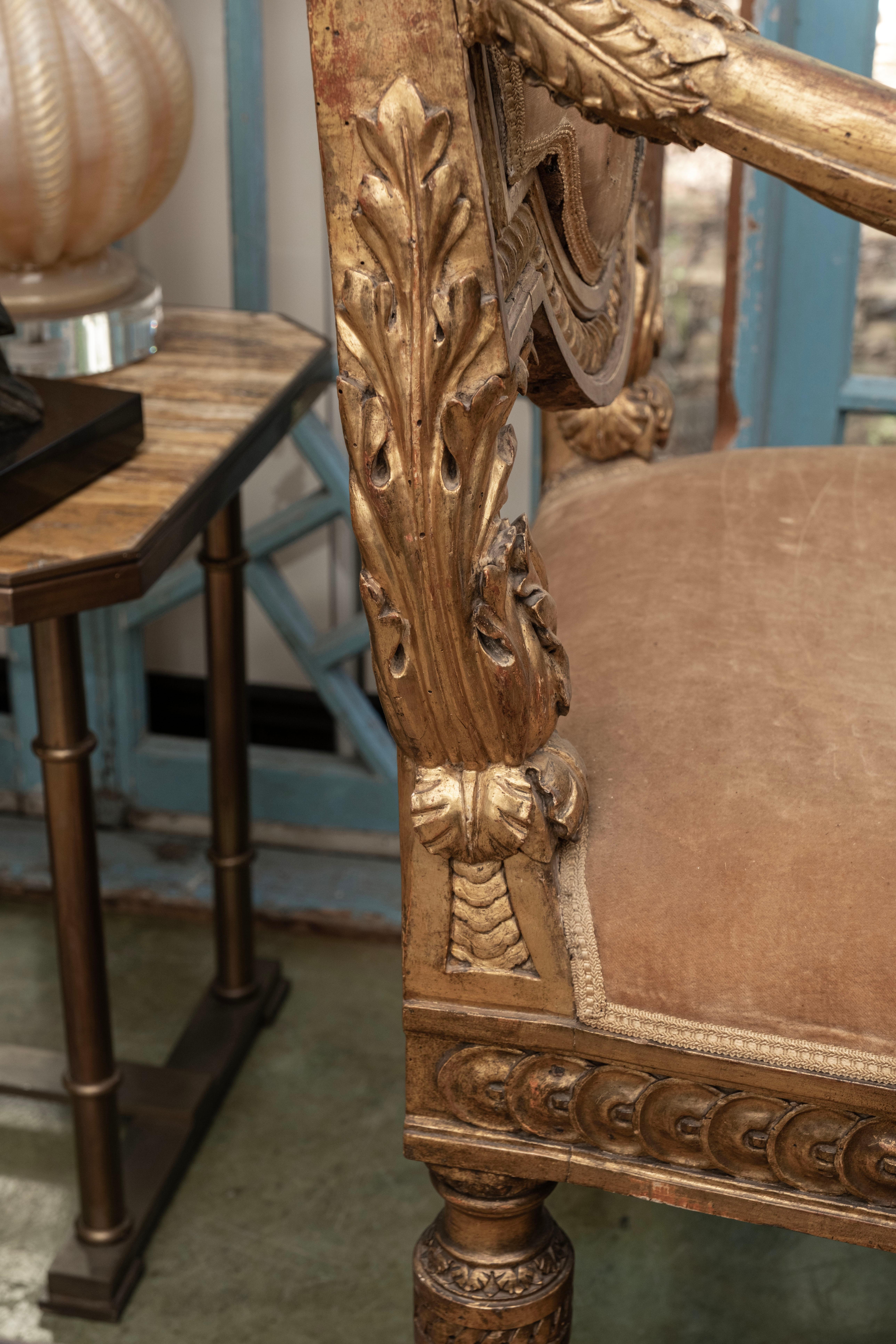 18th Century and Earlier Monumental 18th Century Venetian Louis XVI Giltwood Chair