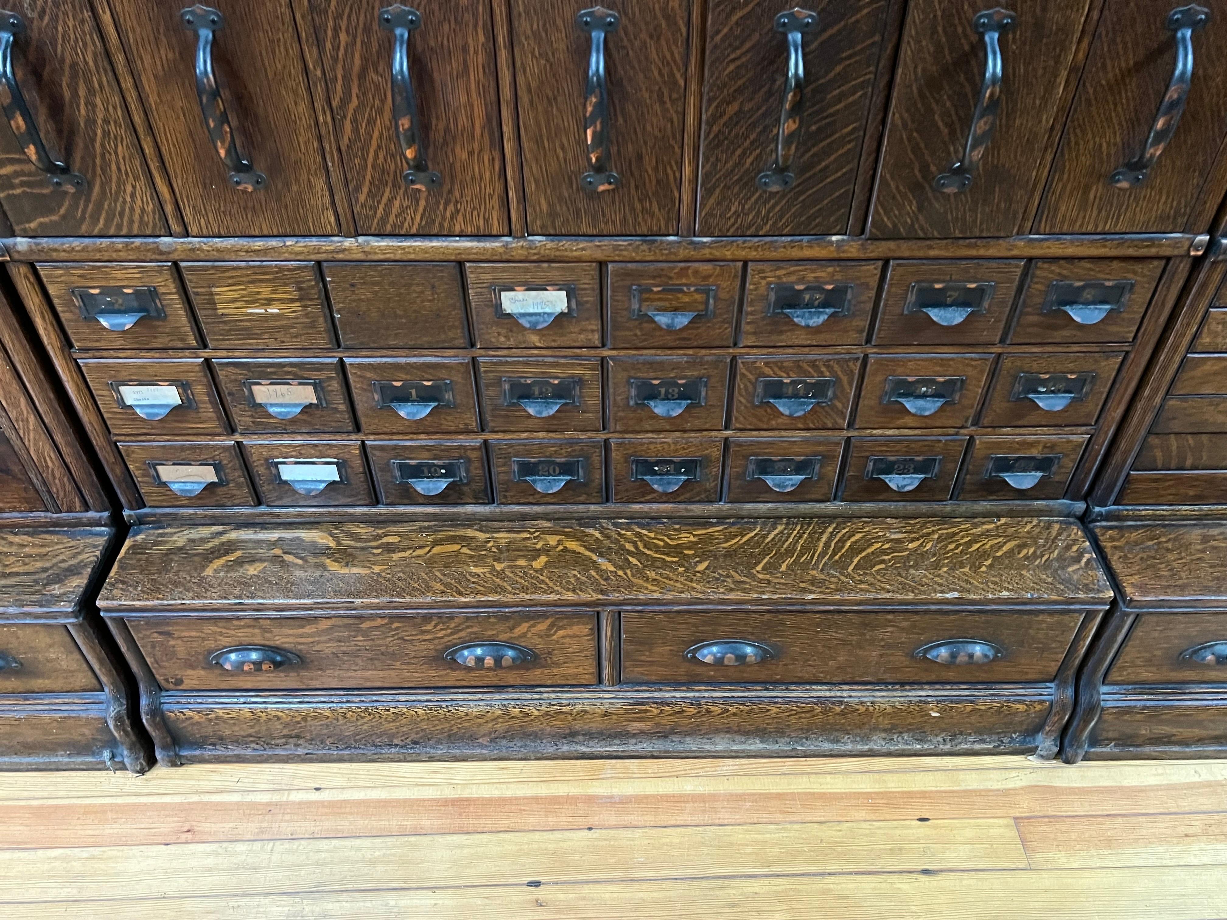 Monumental 1903 Glove Wernicke Tiger Oak Barrister Bookcases and File Cabinets For Sale 2