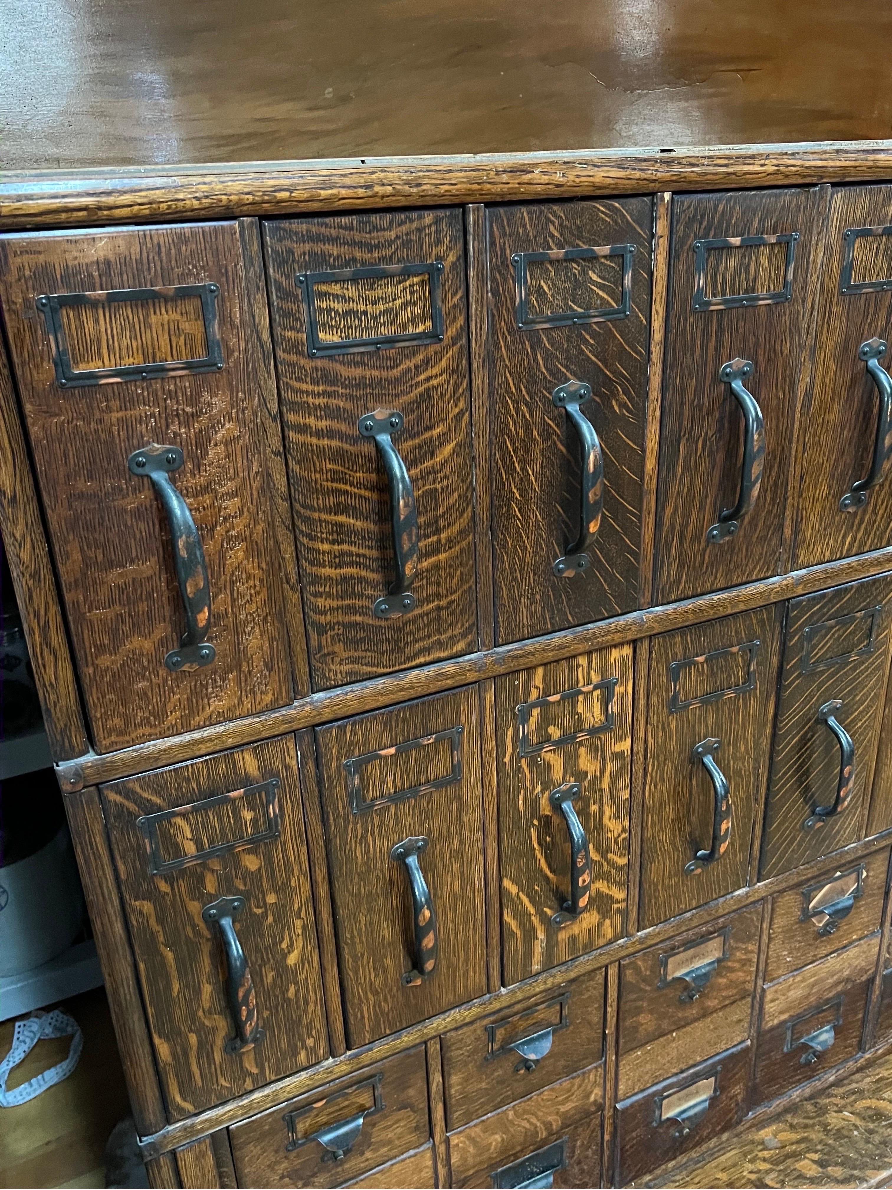 Monumental 1903 Glove Wernicke Tiger Oak Barrister Bookcases and File Cabinets For Sale 8