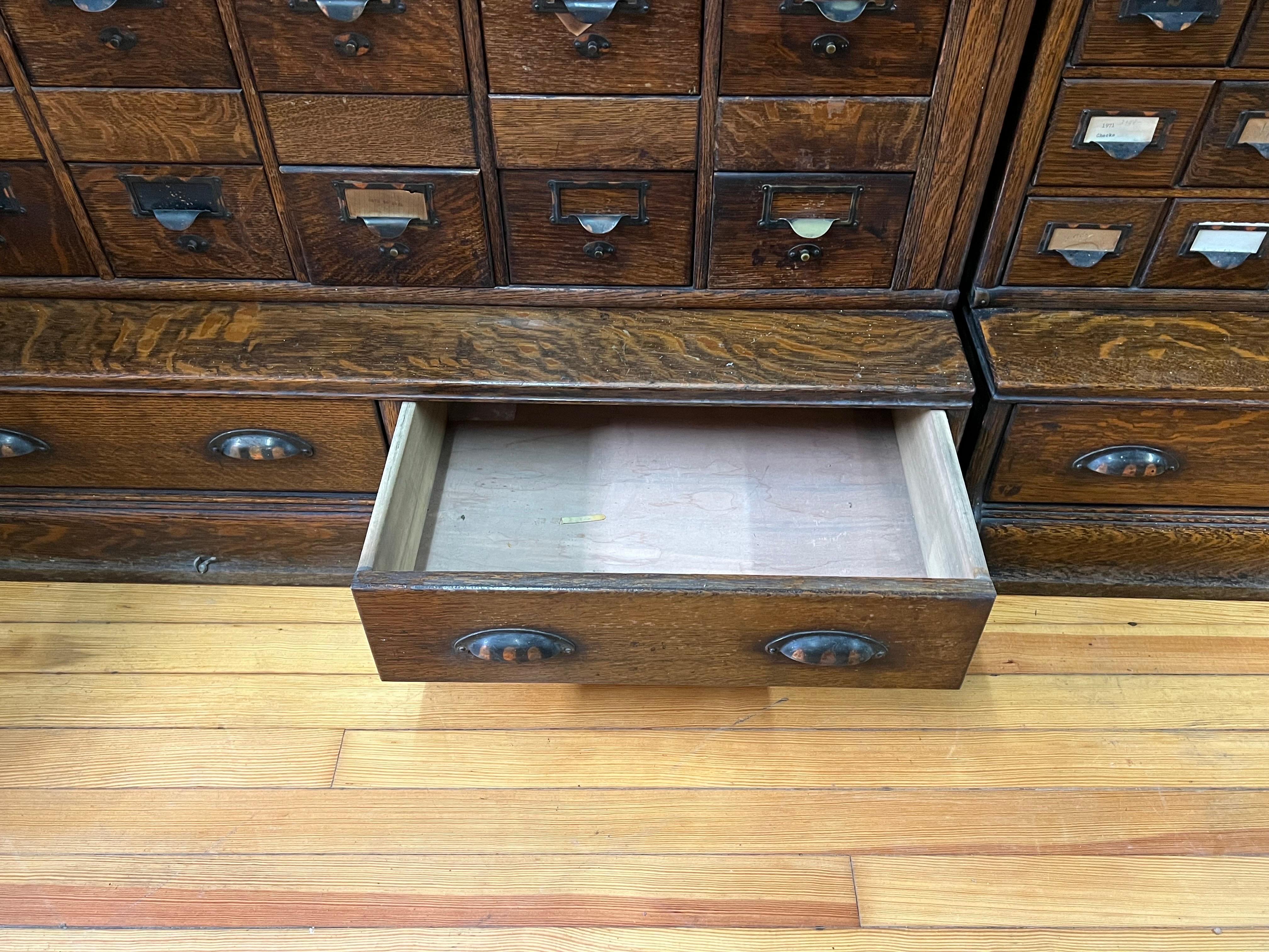 Early 20th Century Monumental 1903 Glove Wernicke Tiger Oak Barrister Bookcases and File Cabinets For Sale