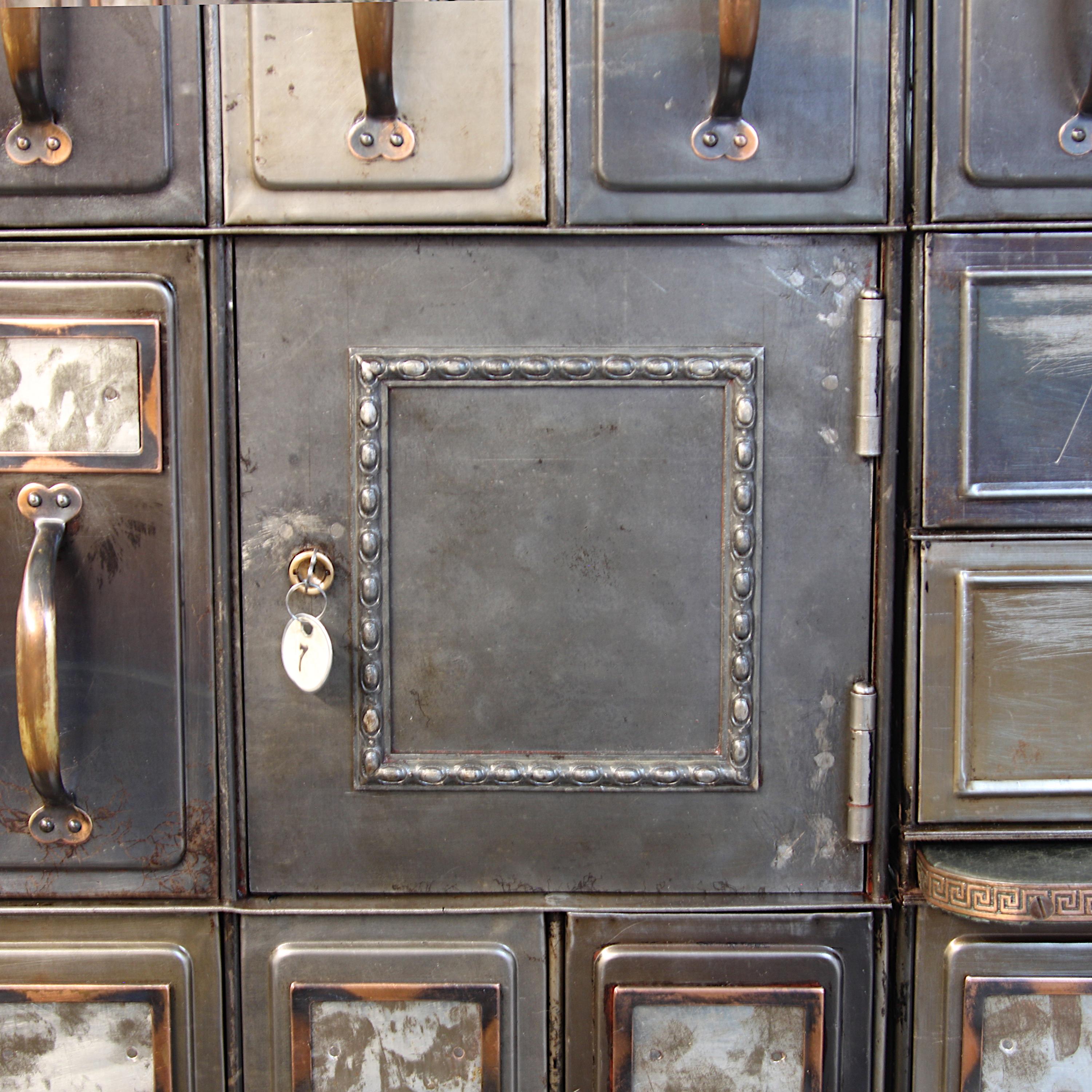 American Monumental 1905 Vintage Industrial Raw Steel Court House File Cabinet Wall-Unit