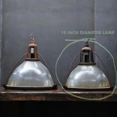 Monumental 1910s Vintage Industrial Holophane Warehouse Pendant Light Cast Iron