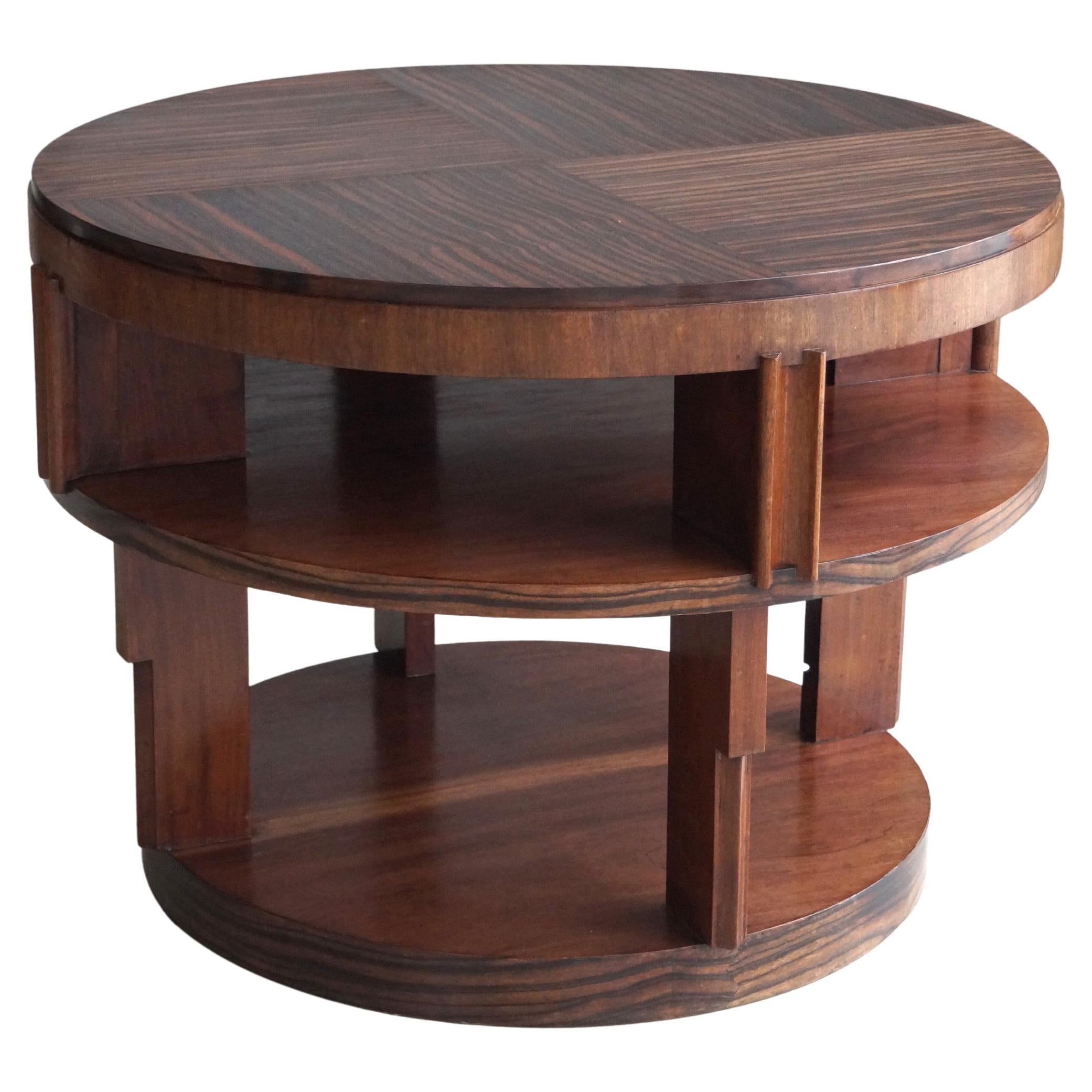 Monumental Amsterdam School table with Macassar top, Dutch Art Deco, 1920s
