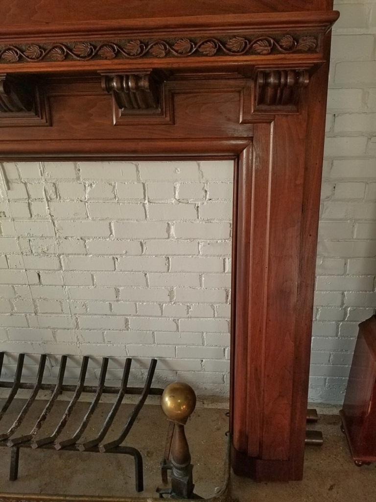 Monumental 1920s Solid Walnut Carved Fire Surround 3