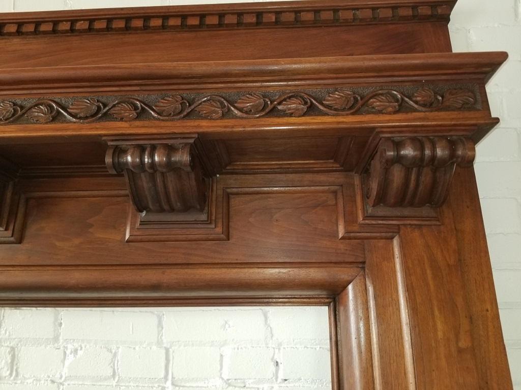 Monumental 1920s Solid Walnut Carved Fire Surround 4