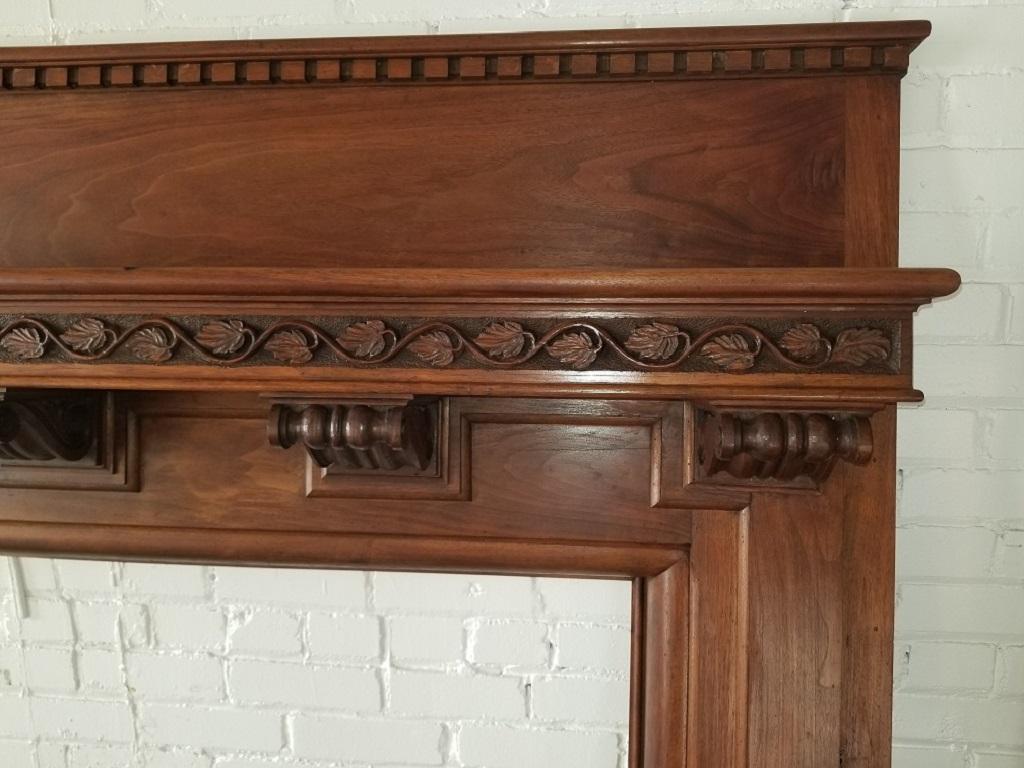 Monumental 1920s Solid Walnut Carved Fire Surround 5