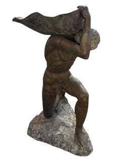 Monumental 1950s Bronze Hercules Statuesque Water Fountain Statue