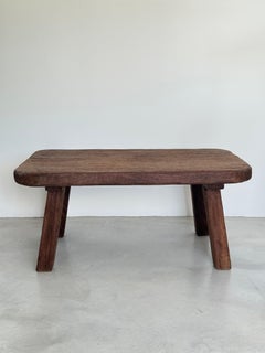 Monumental 1950s Brutalist Solid Oak Coffee Table, Attributed to Jean Touret