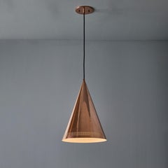 Monumental 1950s Conical Perforated Copper Pendant Attributed to Paavo Tynell
